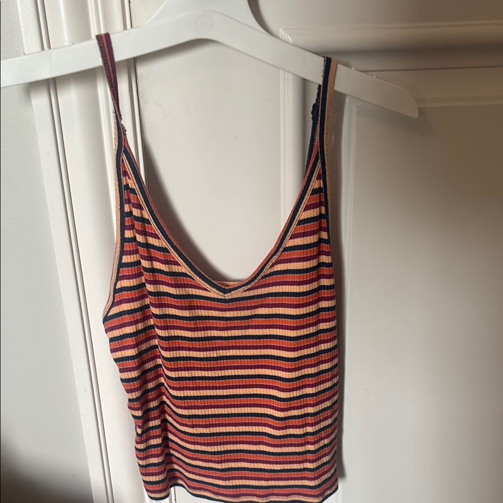 American Eagle Outfitters Orange and White Sleeveless Crop Camisole